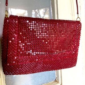 Vintage red metal mesh purse